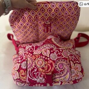 Vera Bradley Raspberry Fizz Paisley Crossbody Messanger Bag Tote Pink